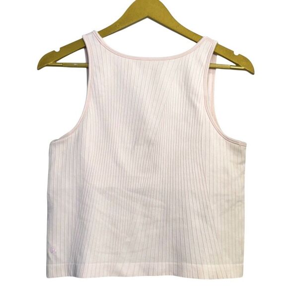Lululemon Ebb to Street Crop Tank Size 12 Rib Map Strawberry Milkshake No Pads - Picture 2 of 5